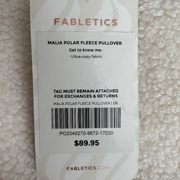 NWT Fabletics Malia Polar Fleece Pullover Crewneck Ivory Tan Women's Size S - Picture 6 of 8